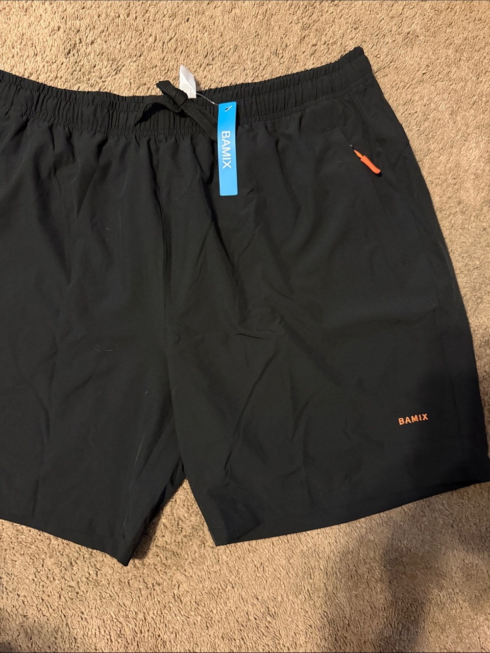 Bamix Black Athletic Shorts with Orange Details